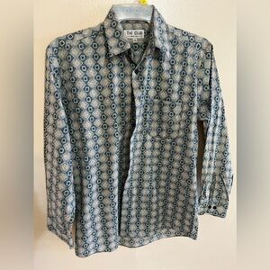 Club Room  Marco Polo .Dress Shirt Mens Medium 15-15 1/2 Beige & Green